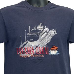 Vintage Panama Canal Regal Princess Cruises T Shirt Cruise Liner Blue S Small